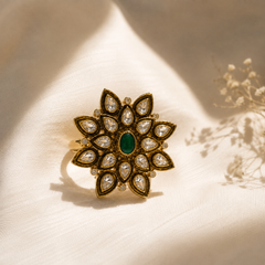 Zehra Emerald Polki Ring