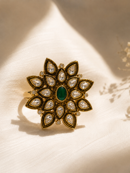 Zehra Emerald Polki Ring