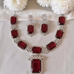 Regal Ruby Diamond Necklace Set