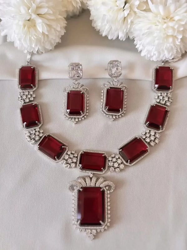 Regal Ruby Diamond Necklace Set