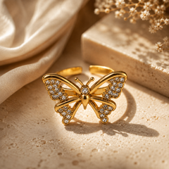 Golden Butterfly Adjustable Ring