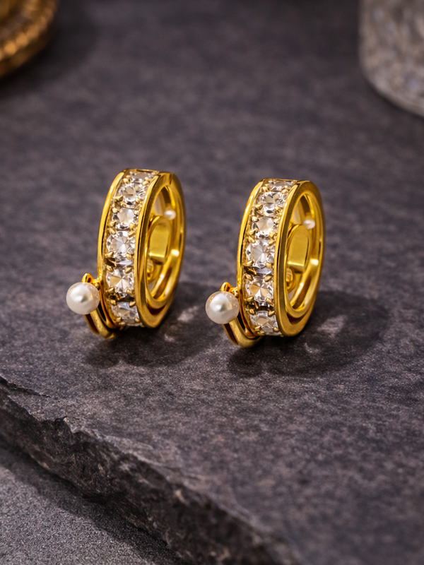 Aurielle Pearl Crystal Hoop Earrings
