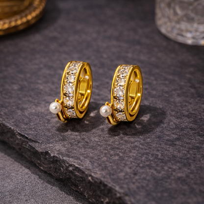 Aurielle Pearl Crystal Hoop Earrings