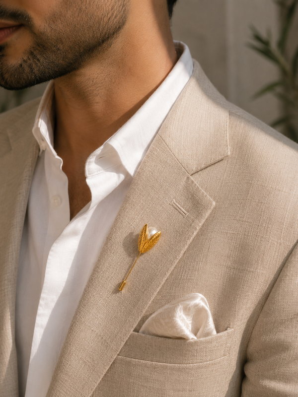 Aurelia Pearl Leaf Lapel Pin