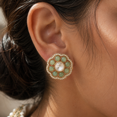 Meher Mint Kundan Studs