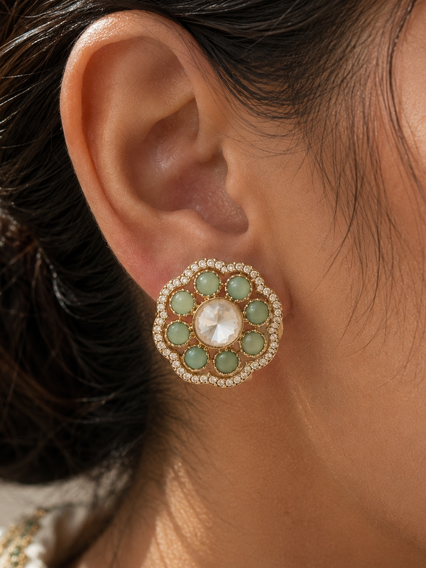 Meher Mint Kundan Studs