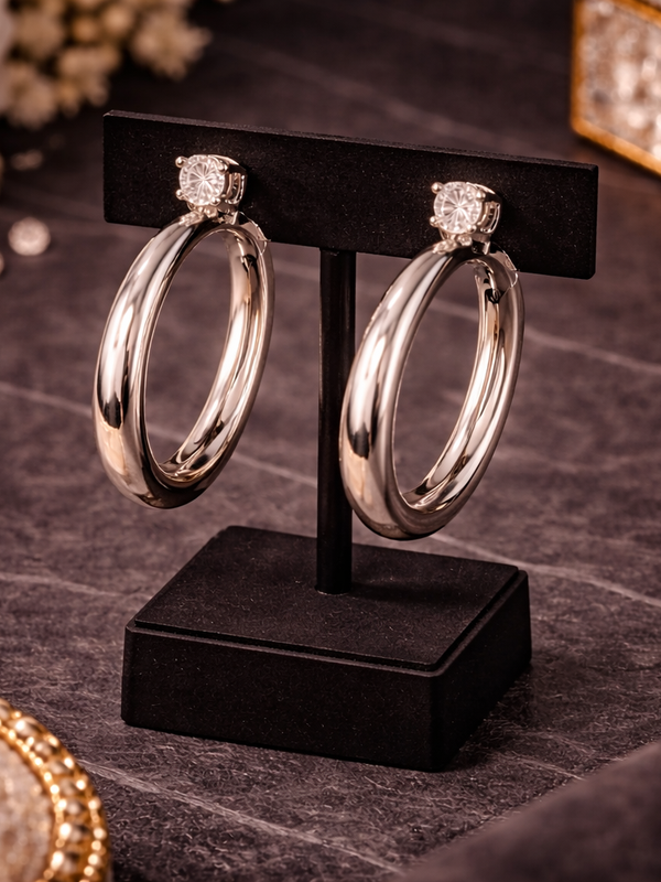 Celeste Double Crystal Hoop Earrings – Gold