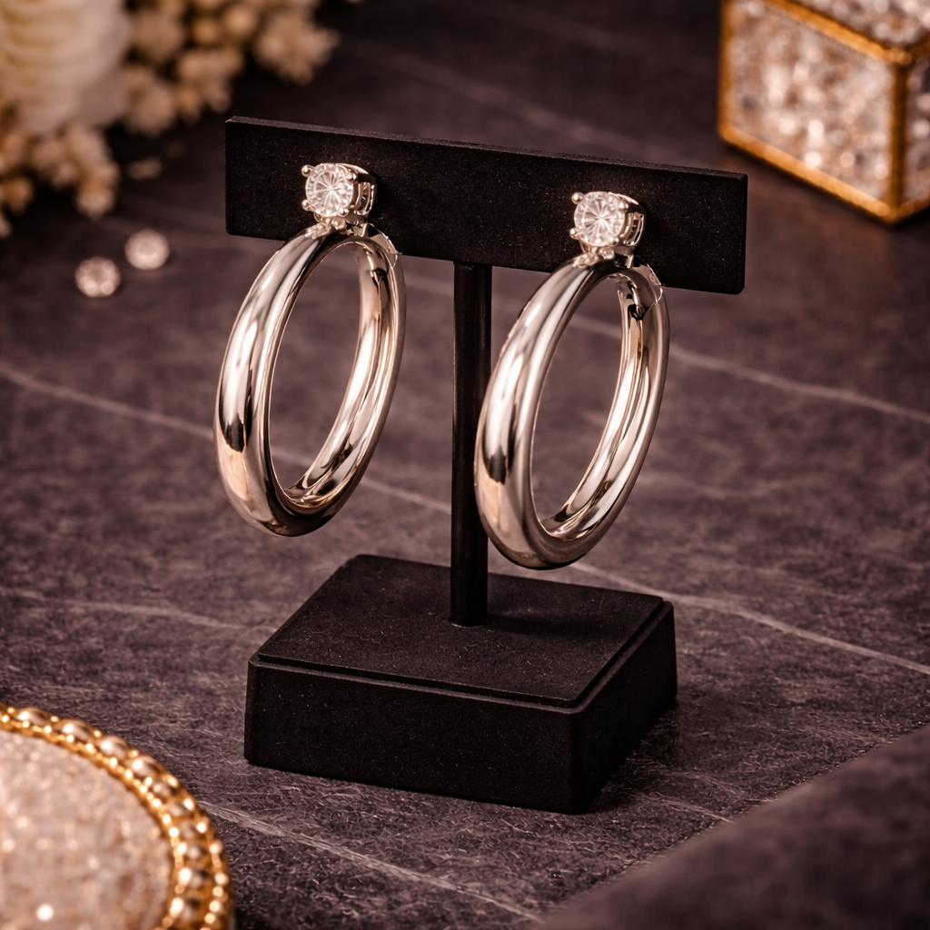 Celeste Double Crystal Hoop Earrings – Gold