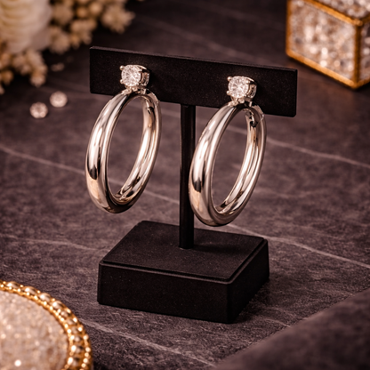 Celeste Double Crystal Hoop Earrings – Gold