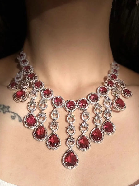 Rouge Cascade Diamond Necklace Set
