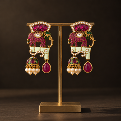Gajraaj Emerald & Ruby Elephant Necklace Set
