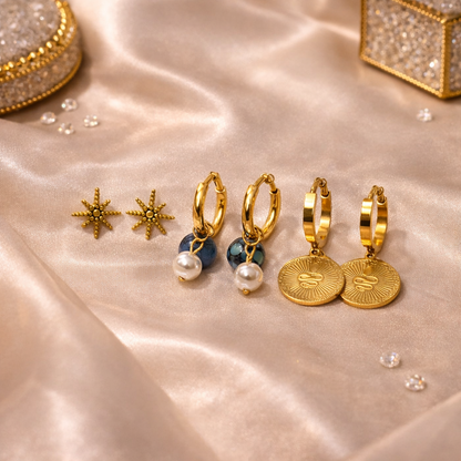 Aurelia Gold-Plated Mini Earring Trio Set