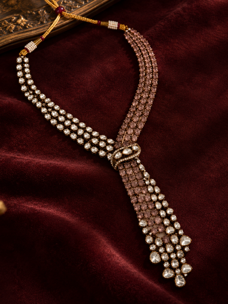 Roshanara Blush Polki Necklace & Earrings Set