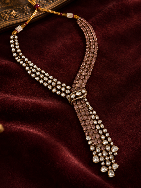 Roshanara Blush Polki Necklace & Earrings Set