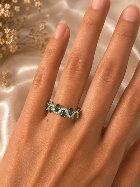 Emerald Wave Eternity Ring