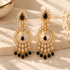 Noor Black Chandbali Earrings