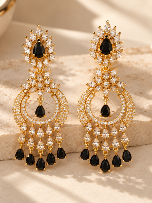 Noor Black Chandbali Earrings