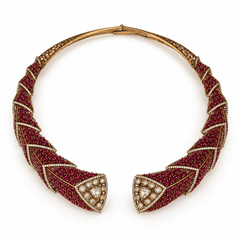 Mehrunisa Ruby Cascade Necklace & Earrings Set