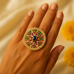 Devanshi Kundan Peacock Ring