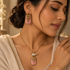 Gulnaar Bird & Blush Stone Pendant Necklace