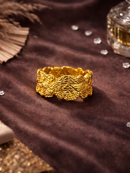 Heritage Leaf Weave Band Ring