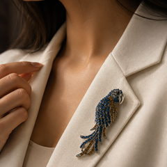 Azure Macaw Crystal Brooch