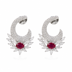 Ruhani Ruby Crescent Earrings
