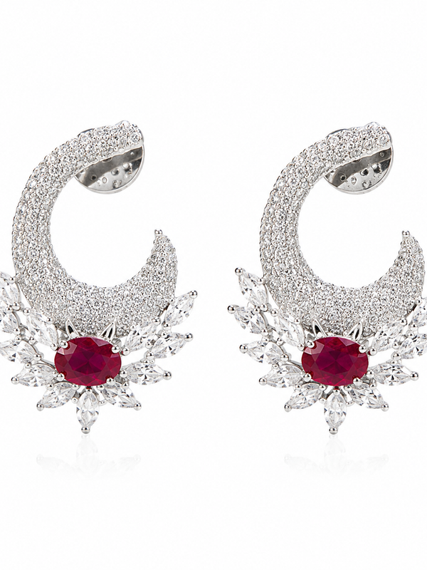 Ruhani Ruby Crescent Earrings