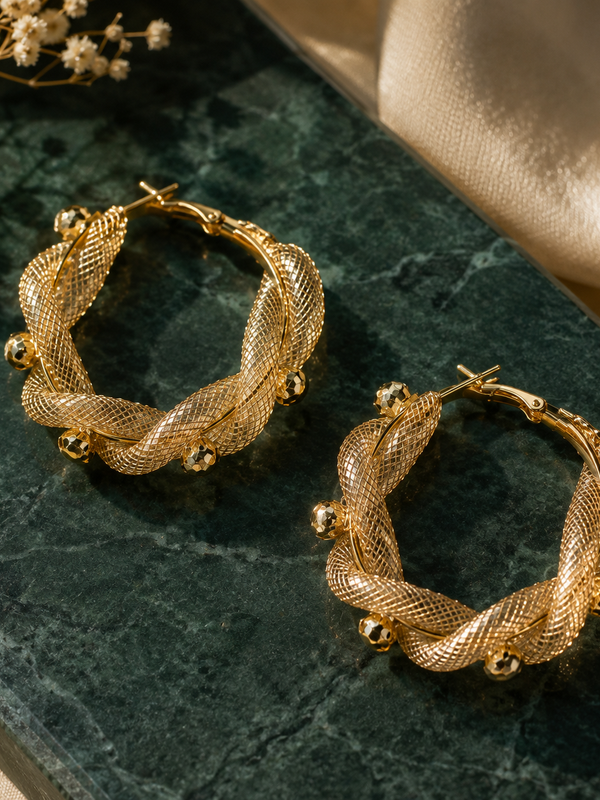 Liora Crystal Mesh Hoop Earrings