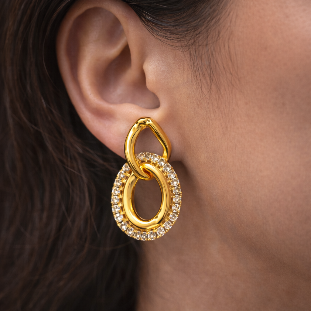 Liora Interlinked Crystal Drop Earrings