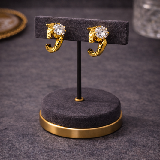 Elara Solitaire Cuff Stud Earrings