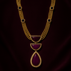 Regal Wine Stone Statement Necklace Set