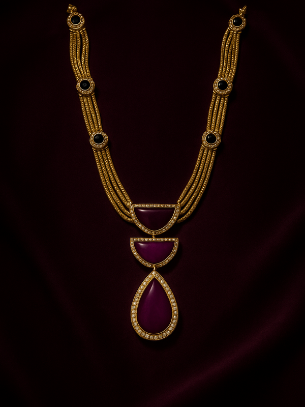 Regal Wine Stone Statement Necklace Set