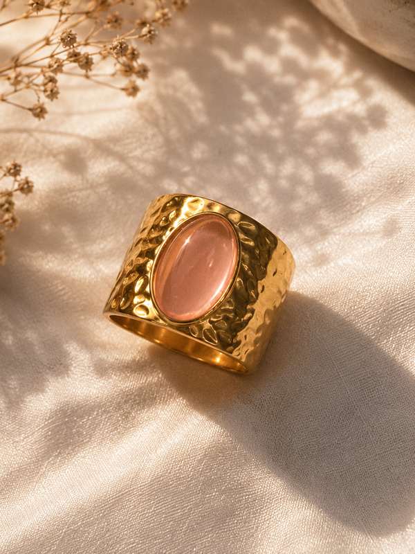 Rosé Hammered Statement Ring