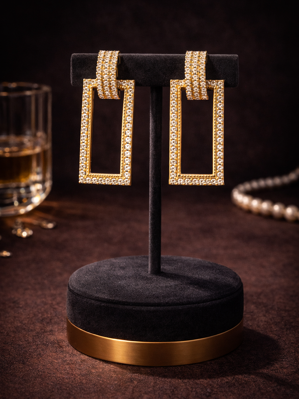 Luxe Frame Gold-Plated Drop Earrings