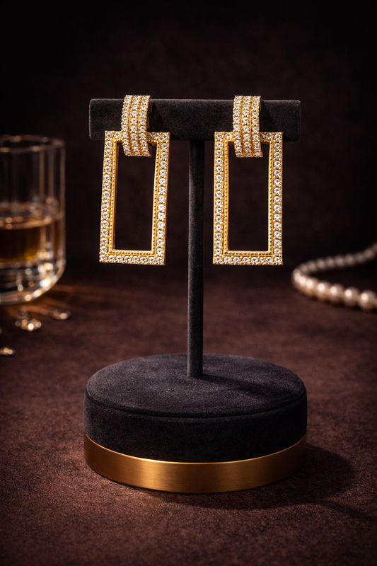 Luxe Frame Gold-Plated Drop Earrings