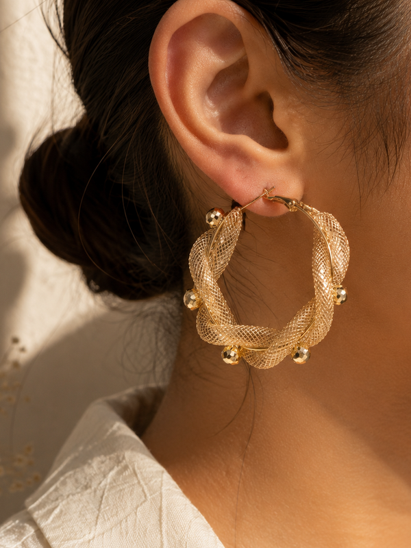 Liora Crystal Mesh Hoop Earrings