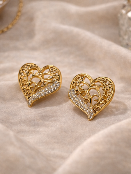 Eterna Filigree Heart Stud Earrings