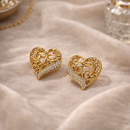 Eterna Filigree Heart Stud Earrings