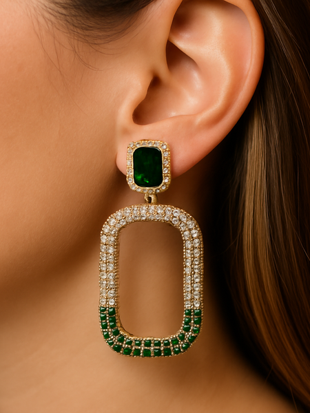 Emerald Aura Drop Earrings
