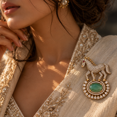 Ashva Emerald Statement Brooch