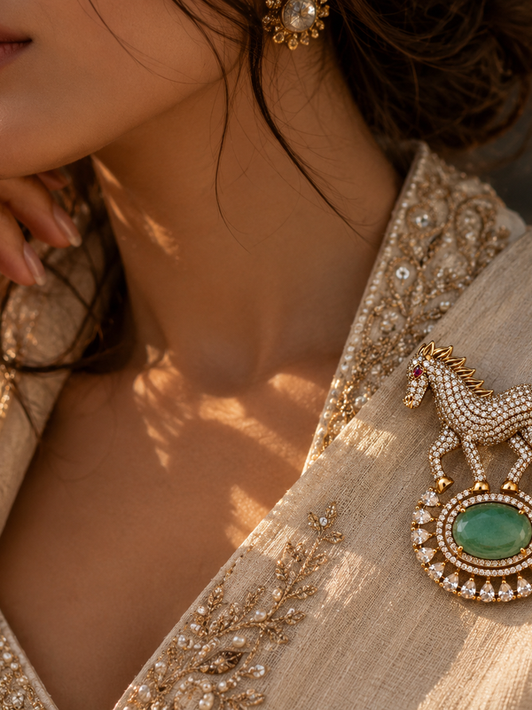 Ashva Emerald Statement Brooch