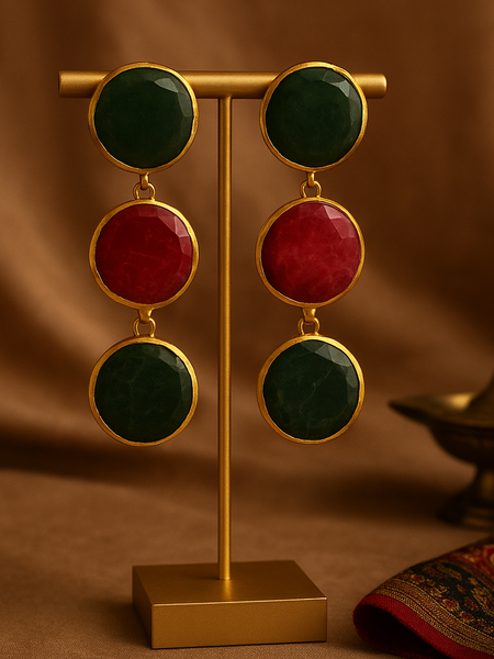 Aabha Ruby & Emerald Drop Earrings