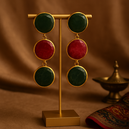Aabha Ruby & Emerald Drop Earrings