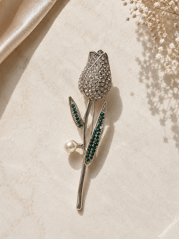 Emerald Bloom Tulip Brooch