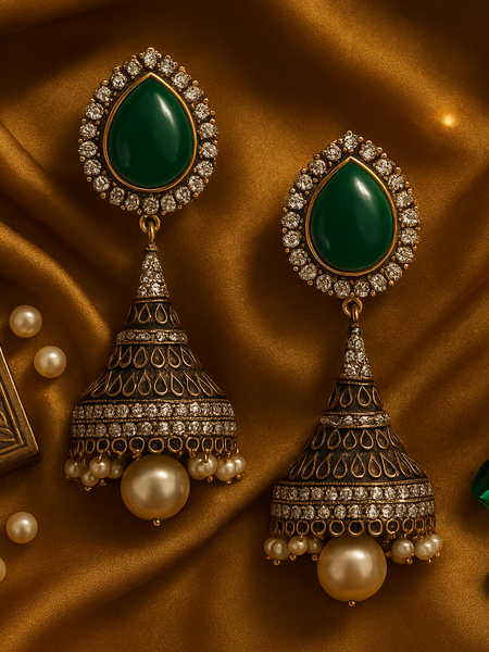 Meher Emerald Jhumka Earrings