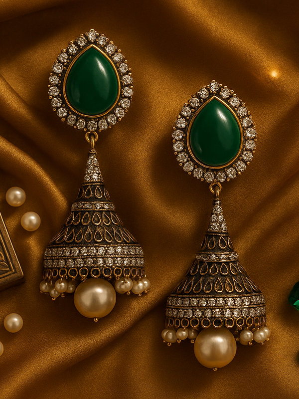 Meher Emerald Jhumka Earrings