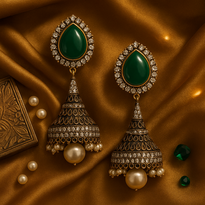 Meher Emerald Jhumka Earrings