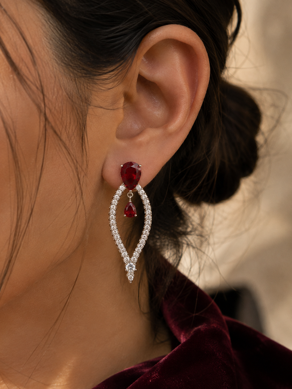 Crimson Halo Statement Earrings