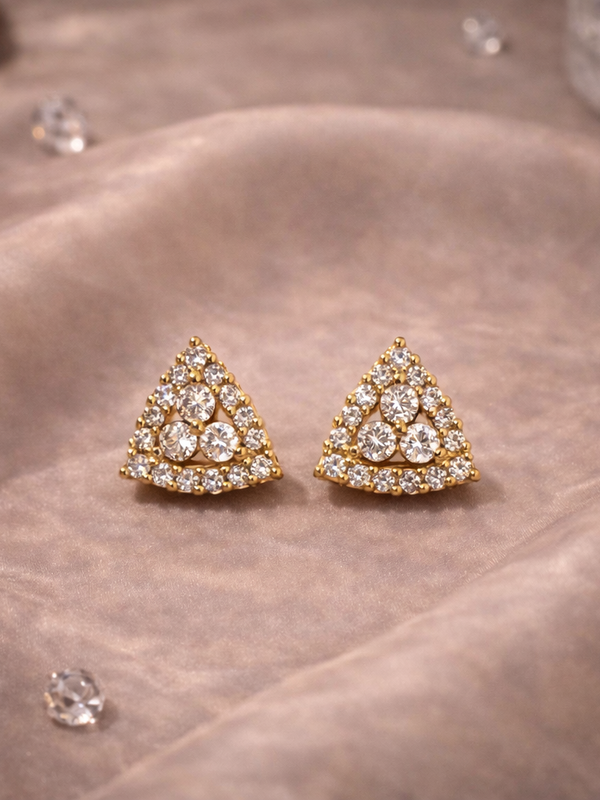Trinity Sparkle Triangle Stud Earrings
